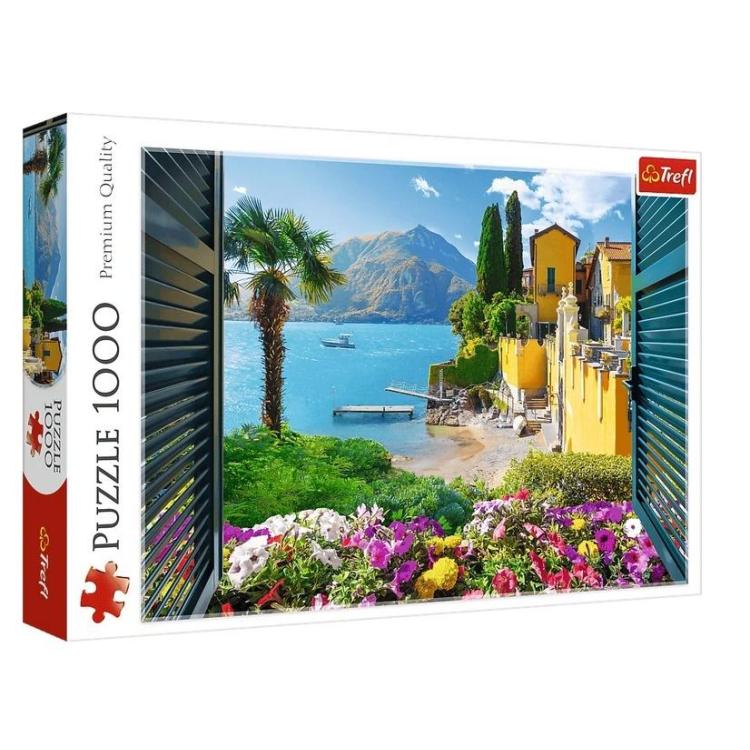 Puzzle 1000 Widok na jezioro Como TREFL