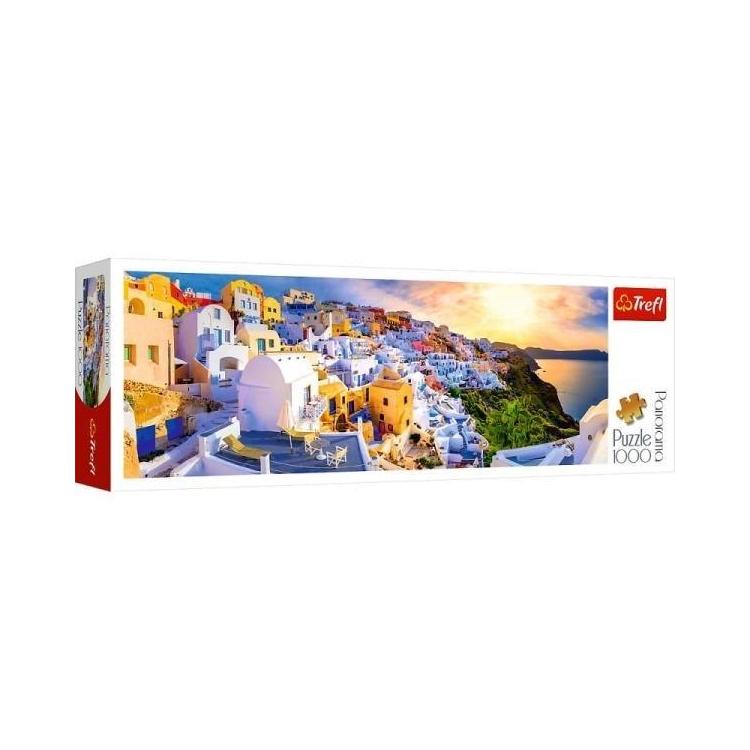 Puzzle 1000 Panorama Zachód słońca na Santorini
