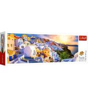 Puzzle 1000 Panorama Zachód słońca na Santorini