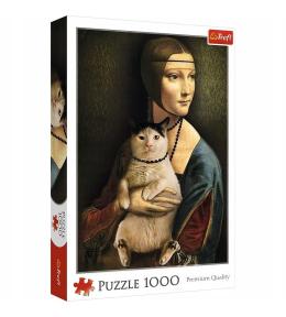 Puzzle 1000 Dama z kotem TREFL