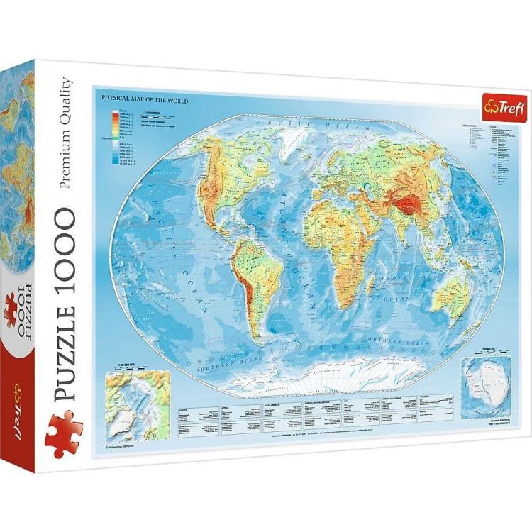 Puzzle 1000 Mapa fizyczna świata TREFL