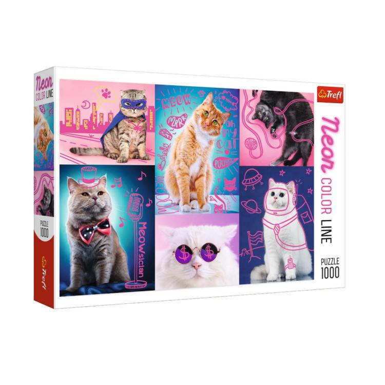Puzzle 1000 Neon Color Line - Super cats TREFL