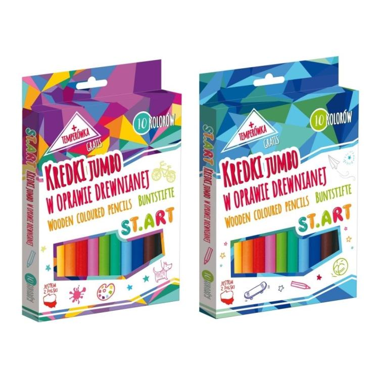 Kredki drewniane Jumbo 10 kolorów St.Art
