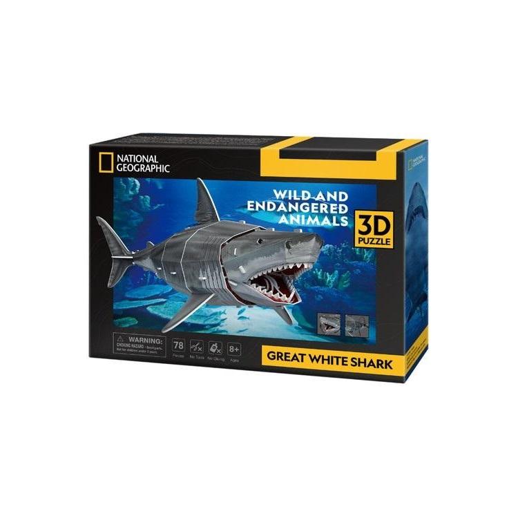 Puzzle 3d National Geographic Żarłacz Biały