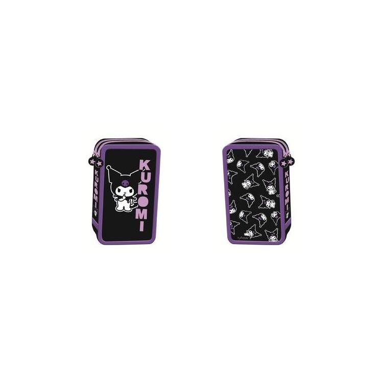 Piórnik podwójny z wyposażeniem Kuromi black