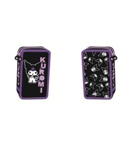 Piórnik podwójny z wyposażeniem Kuromi black