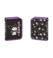 Piórnik dwuklapkowy bez wyposażenia Kuromi black