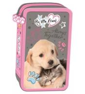 Piórnik potrójny z wyposażeniem Cat&Dog