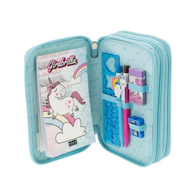 Piórnik z wyposażeniem błękitny