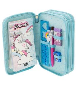 Piórnik z wyposażeniem błękitny