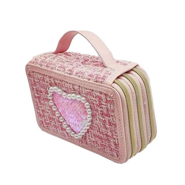 Girabrilla Piórnik tweedowy 3 poziomy ciemny róż