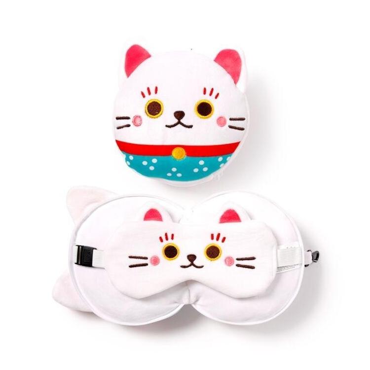 Poduszka podróżna i maska na oczy Kot Maneki Neko