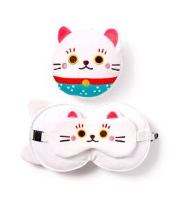 Poduszka podróżna i maska na oczy Kot Maneki Neko