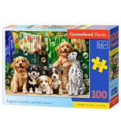 Puzzle 100 Puppies, Laundry and Bird Antics CASTOR