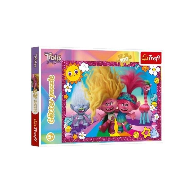 Puzzle 100 Glitter Błyszczące Trolle TREFL