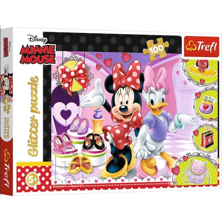 Puzzle 100 Glitter Minnie i błyskotki TREFL