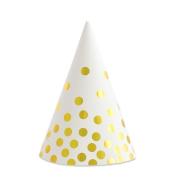 Czapeczki papierowe Złote groszki białe 6szt