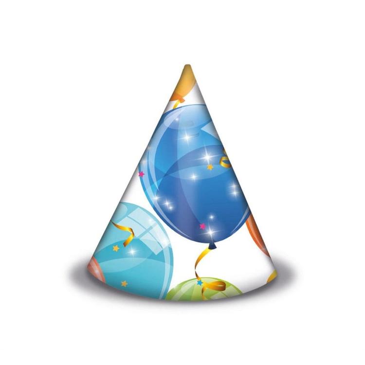 Czapeczki papierowe Sparkling Balloons 6szt