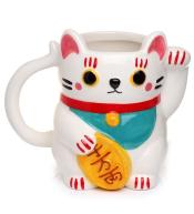 Kubek ceramiczny - Kot Szczęścia Maneki Neko biały