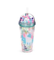 Kubek z podwójnymi ściankami słomką i zawieszkami