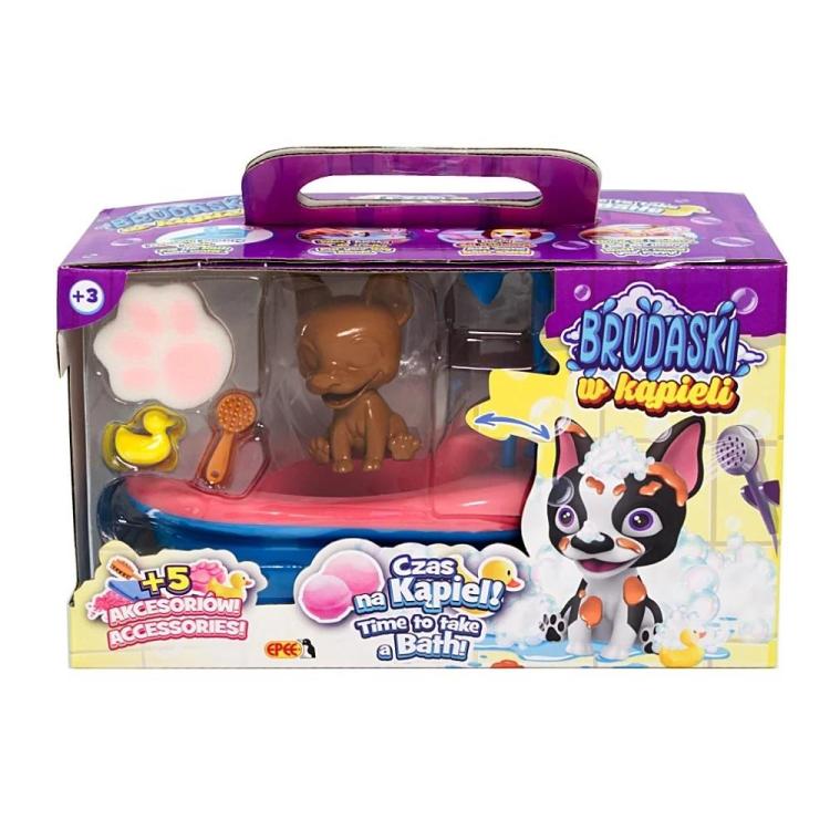 Brudaski w kąpieli piesek Boston biało-czarny 5el