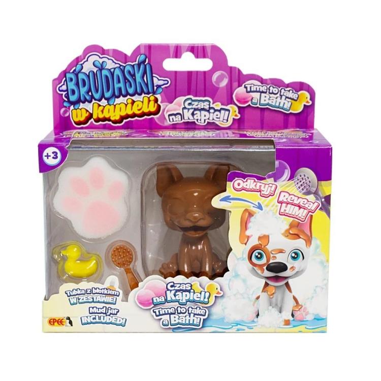 Brudaski w kąpieli piesek Boston biało-żółty