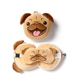Poduszka podróżna i maska na oczy Pies Mops