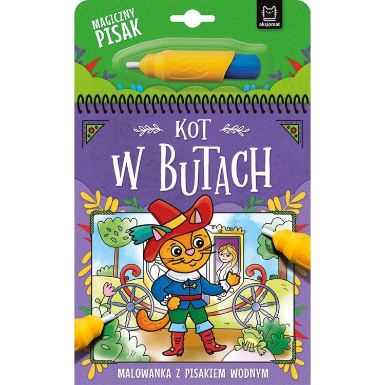 Kot w Butach. Malowanka z pisakiem wodnym