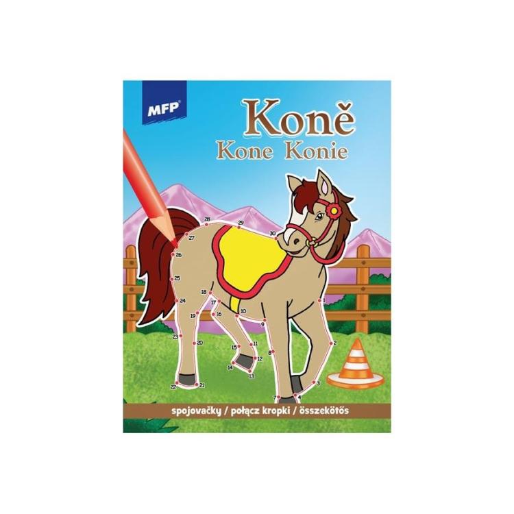 Kolorowanka - połącz kropki. Konie