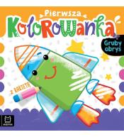 Pierwsza kolorowanka z rakietą. Gruby obrys