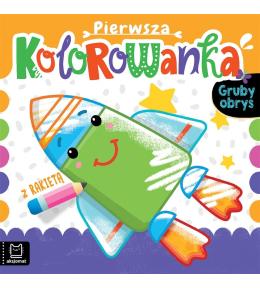 Pierwsza kolorowanka z rakietą. Gruby obrys