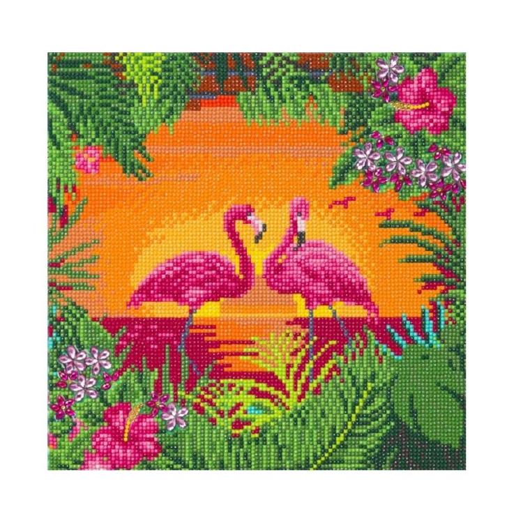 Obraz na płótnie 30x30cm z mozaiką Flamingi