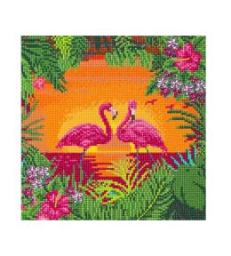 Obraz na płótnie 30x30cm z mozaiką Flamingi