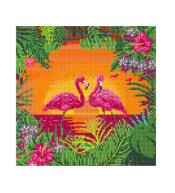 Obraz na płótnie 30x30cm z mozaiką Flamingi