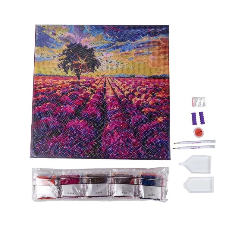 Obraz na płótnie 30x30cm z mozaiką Lawendowe pole