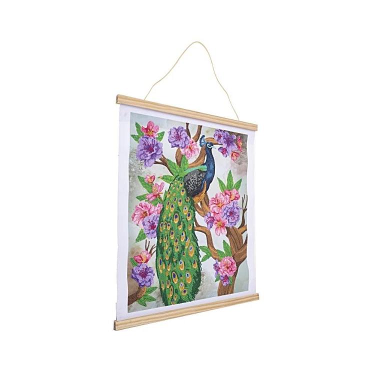 Plakat 35x45cm z mozaiką diamentową Paw i piwonia