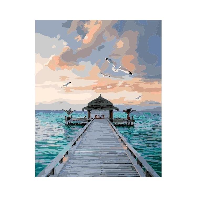 Malowanie po numerach - 40x50cm Pomost nad morzem