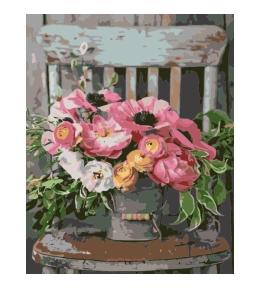 Malowanie po numerach - 40x50cm Bukiet na krześle