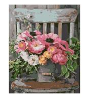 Malowanie po numerach - 40x50cm Bukiet na krześle