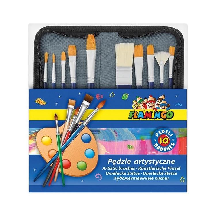 Zestaw artystycznych 10 pędzli z drewnianym uchwyt