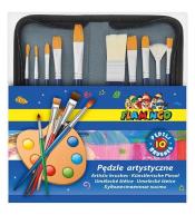 Zestaw artystycznych 10 pędzli z drewnianym uchwyt