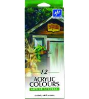 Farby akrylowe w tubie 12 kolorów 12ml