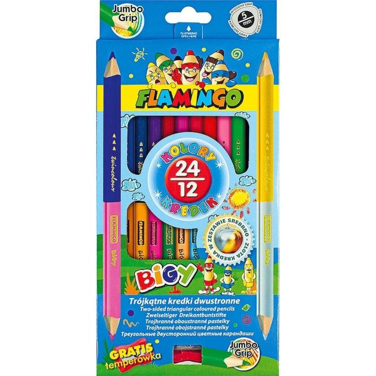 Kredki ołówkowe dwustronne Jumbo12/24 kolory