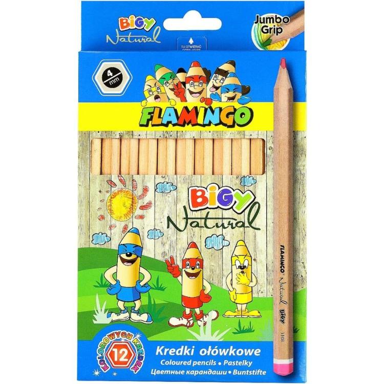 Kredki ołówkowe Jumbo Bigy Natural 12 kolorów