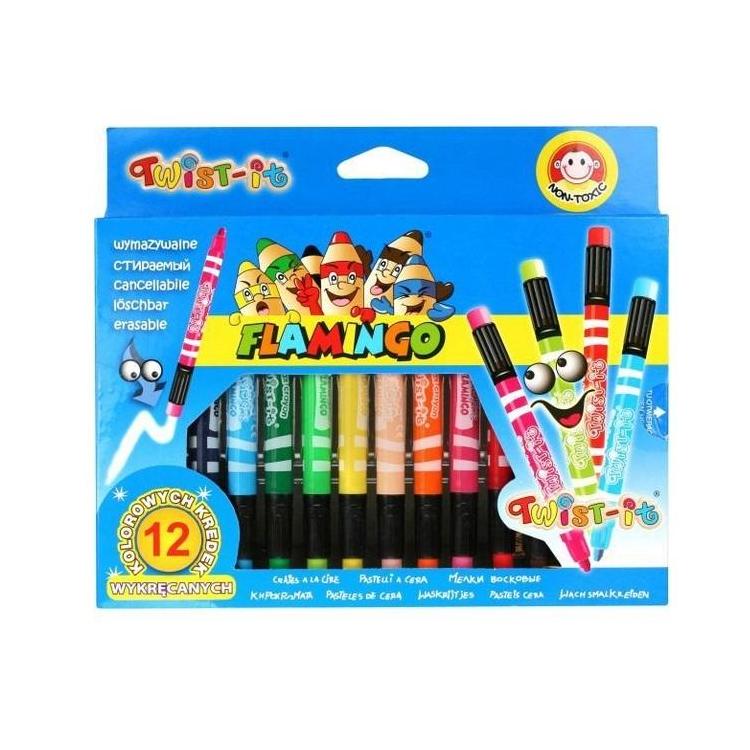 Kredki świecowe wymazywalne Twist-it 12 kolorów