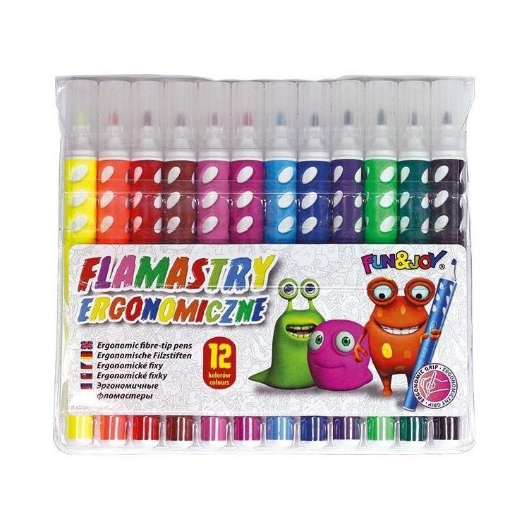 Flamastry 12 kolorów, okrągłe, ozdobne dziurki