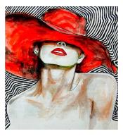 Mozaika diamentowa 5D - Kobieta w kapelusz 40x30cm