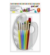 Pędzle akrylowe 6szt + paleta do farb