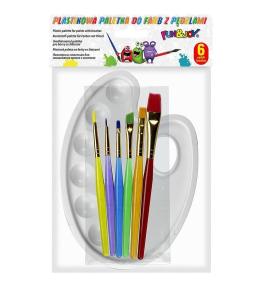 Pędzle akrylowe 6szt + paleta do farb