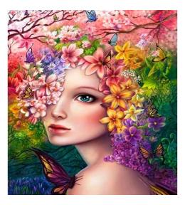 Mozaika diamentowa 5D - Kobieta w kwiatach 40x30cm